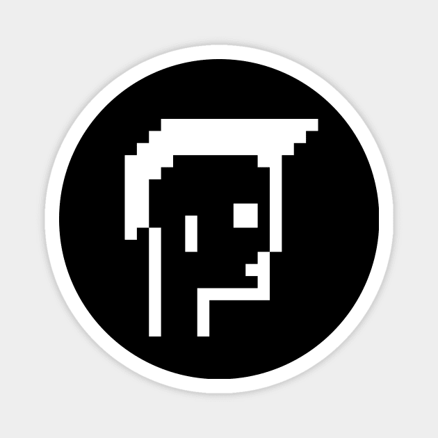 Pixel Art / Short Mohawk - White on Black / ToolCtypto NFT Magnet by Magicform